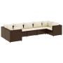 Set muebles de jardín 7 piezas y cojines ratán sintético marrón de , Conjuntos de jardín - Ref: Foro24-3308257, Precio: 455,8...