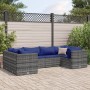 Gartenmöbel-Set 6-teilig mit grauen Polstern aus synthetischem Rattan von , Gartensets - Ref: Foro24-3308255, Preis: 375,49 €...