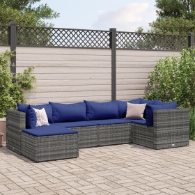 6-piece garden furniture set with gray synthetic rattan cushions by , Garden sets - Ref: Foro24-3308215, Price: 349,30 €, Dis...