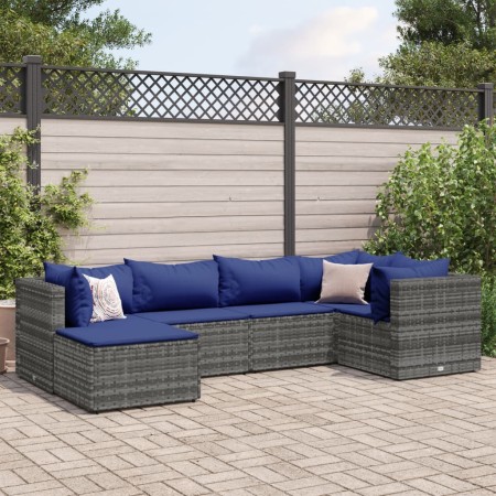 Gartenmöbel-Set 6-teilig mit grauen Polstern aus synthetischem Rattan von , Gartensets - Ref: Foro24-3308215, Preis: 348,99 €...