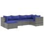 Set de muebles de jardín 6 pzas y cojines ratán sintético gris de , Conjuntos de jardín - Ref: Foro24-3308215, Precio: 349,58...