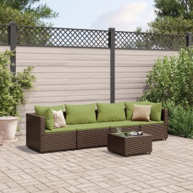 Garden furniture set, 5 pieces, with brown synthetic rattan cushions. by , Garden sets - Ref: Foro24-3308014, Price: 339,99 €...