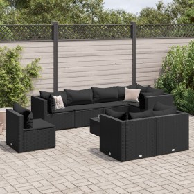 Gartenmöbel-Set 9-teilig mit schwarzen Polstern aus synthetischem Rattan von , Gartensets - Ref: Foro24-3308203, Preis: 676,4...