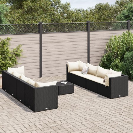 Gartenmöbel-Set 9-teilig mit schwarzen Polstern aus synthetischem Rattan von , Gartensets - Ref: Foro24-3308040, Preis: 589,9...