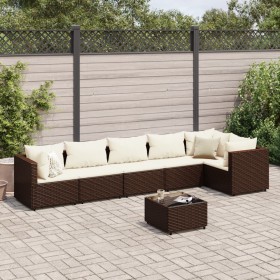 Garden furniture set, 7 pieces, with brown synthetic rattan cushions. by , Garden sets - Ref: Foro24-3308113, Price: 569,41 €...