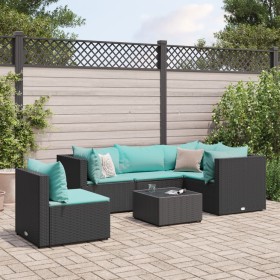 Set muebles de jardín 6 piezas y cojines ratán sintético negro de , Conjuntos de jardín - Ref: Foro24-3308164, Precio: 410,89...