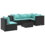 Set muebles de jardín 6 piezas y cojines ratán sintético negro de , Conjuntos de jardín - Ref: Foro24-3308164, Precio: 410,89...