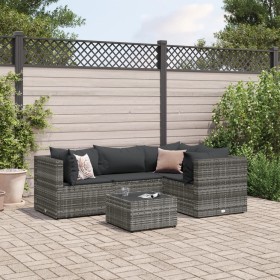 Gartenmöbel-Set 5-teilig mit grauen Polstern aus synthetischem Rattan von , Gartensets - Ref: Foro24-3308082, Preis: 312,92 €...