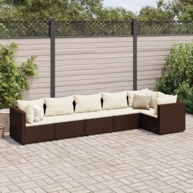 Gartenmöbel-Set, 6-teilig, mit braunen Kissen aus synthetischem Rattan. von , Gartensets - Ref: Foro24-3308105, Preis: 453,99...