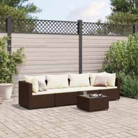 Garden furniture set, 5 pieces, with brown synthetic rattan cushions. by , Garden sets - Ref: Foro24-3308009, Price: 289,99 €...