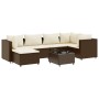 Set muebles de jardín 7 piezas y cojines ratán sintético marrón de , Conjuntos de jardín - Ref: Foro24-3308217, Precio: 483,9...