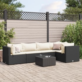 Set muebles de jardín 6 piezas y cojines ratán sintético negro de , Conjuntos de jardín - Ref: Foro24-3308096, Precio: 403,99...