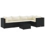 Set muebles de jardín 6 piezas y cojines ratán sintético negro de , Conjuntos de jardín - Ref: Foro24-3308096, Precio: 404,95...