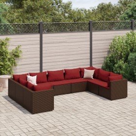 Garden furniture set 9 pieces and brown synthetic rattan cushions by , Garden sets - Ref: Foro24-3308269, Price: 535,36 €, Di...