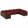 Garden furniture set 9 pieces and brown synthetic rattan cushions by , Garden sets - Ref: Foro24-3308269, Price: 534,31 €, Di...