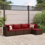 Gartenmöbel-Set, 5-teilig, mit braunen Kissen aus synthetischem Rattan. von , Gartensets - Ref: Foro24-3308061, Preis: 282,00...