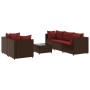 Set muebles de jardín 6 piezas y cojines ratán sintético marrón de , Conjuntos de jardín - Ref: Foro24-3308021, Precio: 398,9...