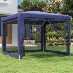 Party tent with 4 blue HDPE mesh walls 3x3 m by , Tents and gazebos - Ref: Foro24-319227, Price: 80,99 €, Discount: %