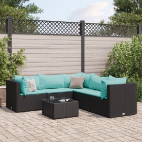 Garden furniture set, 6 pieces, with black synthetic rattan cushions. by , Garden sets - Ref: Foro24-3308132, Price: 410,89 €...