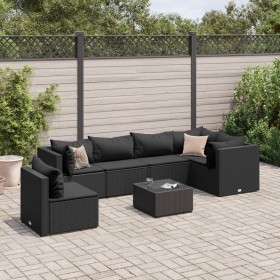 7-piece garden furniture set with black synthetic rattan cushions by , Garden sets - Ref: Foro24-3308179, Price: 576,41 €, Di...