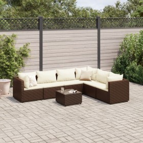 Garden furniture set, 7 pieces, with brown synthetic rattan cushions. by , Garden sets - Ref: Foro24-3308145, Price: 570,76 €...