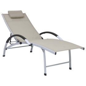 Cream textilene aluminum sun lounger by vidaXL, Loungers - Ref: Foro24-310502, Price: 132,65 €, Discount: %