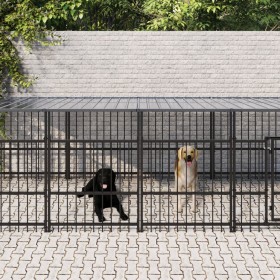 Outdoor dog kennel with steel roof 11.26 m² by , Dog kennels and fences - Ref: Foro24-3124611, Price: 965,69 €, Discount: %