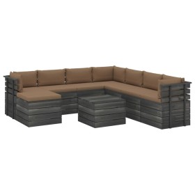 Garden furniture made of 9-piece pallets, solid pine wood cushions. by , Garden sets - Ref: Foro24-3062075, Price: 850,99 €, ...