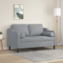 Zweiplätziges Sofa mit Kissen, helles graues Gewebe, 120 cm. von , Sofas - Ref: Foro24-3200837, Preis: 257,91 €, Rabatt: %