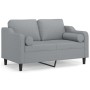 Zweiplätziges Sofa mit Kissen, helles graues Gewebe, 120 cm. von , Sofas - Ref: Foro24-3200837, Preis: 257,91 €, Rabatt: %