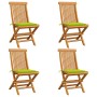 Garden chairs 4 units with bright green cushions teak wood by , Garden chairs - Ref: Foro24-3062579, Price: 272,60 €, Discoun...