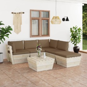 Garden furniture made of 6 pallet pieces and fir wood cushions. by , Garden sets - Ref: Foro24-3063560, Price: 492,31 €, Disc...