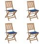 Folding garden chairs 4 units and solid acacia wood cushions by , Garden chairs - Ref: Foro24-3064681, Price: 202,49 €, Disco...