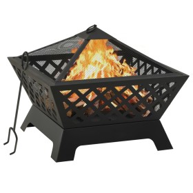 Large 64 cm steel brazier with poker by vidaXL, Chimneys - Ref: Foro24-311894, Price: 128,99 €, Discount: %