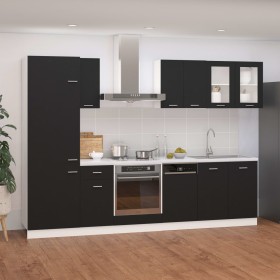 8-piece engineered wood kitchen furniture set in black by , Kitchen cabinets - Ref: Foro24-3067640, Price: 572,71 €, Discount: %