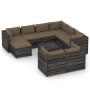 10-piece garden furniture set with gray impregnated wood cushions by , Garden sets - Ref: Foro24-3068416, Price: 1,00 €, Disc...