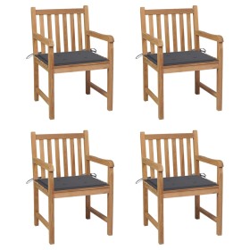 Gartensessel 4 Stück Teakholz und anthrazitgraue Kissen von , Gartenstühle - Ref: Foro24-3073004, Preis: 545,07 €, Rabatt: %