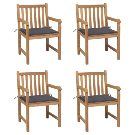 Garden chairs 4 units teak wood and anthracite gray cushions by , Garden chairs - Ref: Foro24-3073004, Price: 514,27 €, Disco...