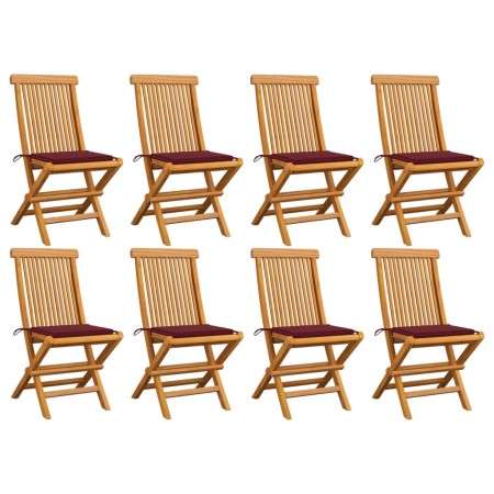 Garden chairs 8 units solid teak with burgundy cushions by , Garden chairs - Ref: Foro24-3072926, Price: 529,06 €, Discount: %