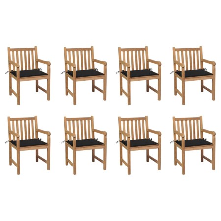 Garden chairs 8 units solid teak wood black cushions by , Garden chairs - Ref: Foro24-3073065, Price: 1,00 €, Discount: %