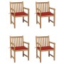 Garden chairs 4 units solid teak wood with red cushions by , Garden chairs - Ref: Foro24-3073010, Price: 556,15 €, Discount: %