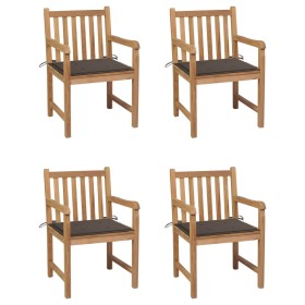 Garden chairs 4 units teak wood with taupe gray cushions by , Garden chairs - Ref: Foro24-3073012, Price: 557,60 €, Discount: %