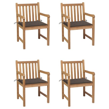 Gartenstühle 4 Stück Teakholz mit grauen Taupe-Kissen von , Gartenstühle - Ref: Foro24-3073012, Preis: 556,15 €, Rabatt: %