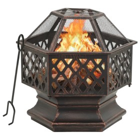 Brasero rústico con atizador acero XXL 62x54x56 cm de vidaXL, Chimeneas - Ref: Foro24-311887, Precio: 99,49 €, Descuento: %