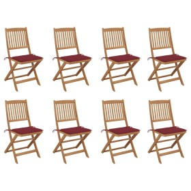 Folding garden chairs 8 units and solid acacia wood cushions by , Garden chairs - Ref: Foro24-3075122, Price: 389,11 €, Disco...