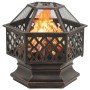 Rustic brazier with XXL steel poker 62x54x56 cm by vidaXL, Chimneys - Ref: Foro24-311887, Price: 98,99 €, Discount: %