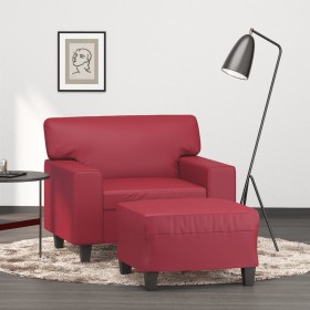 Sillón con taburete cuero sintético rojo tinto 60 cm de , Sofás - Ref: Foro24-3201162, Precio: 243,42 €, Descuento: %