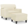 Armchair with footstool in cream synthetic leather, 60 cm. by , Sofas - Ref: Foro24-3201160, Price: 243,14 €, Discount: %