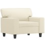 Armchair with footstool in cream synthetic leather, 60 cm. by , Sofas - Ref: Foro24-3201160, Price: 243,14 €, Discount: %