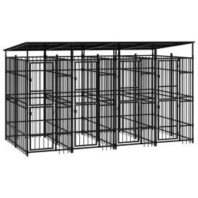 Outdoor dog kennel with a steel roof, 7.37 m² by , Dog kennels and fences - Ref: Foro24-3097949, Price: 1,00 €, Discount: %